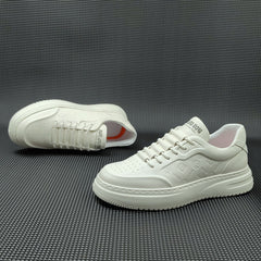 Men Casual Embossed Leather Flat Sneakers Newgew Shoes