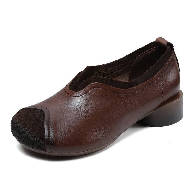 Women Retro Patchwork Soft Leather Casual Shoes Newgew Shoes