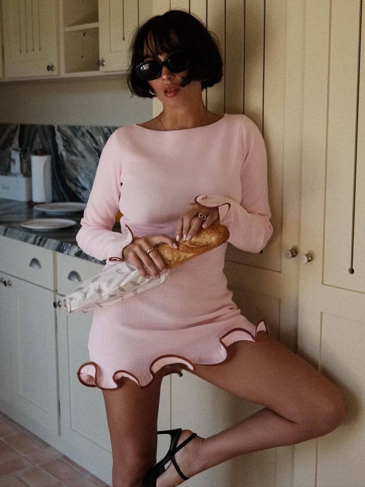 Ruffled Long Sleeve Ball Gown Newgew Dresses