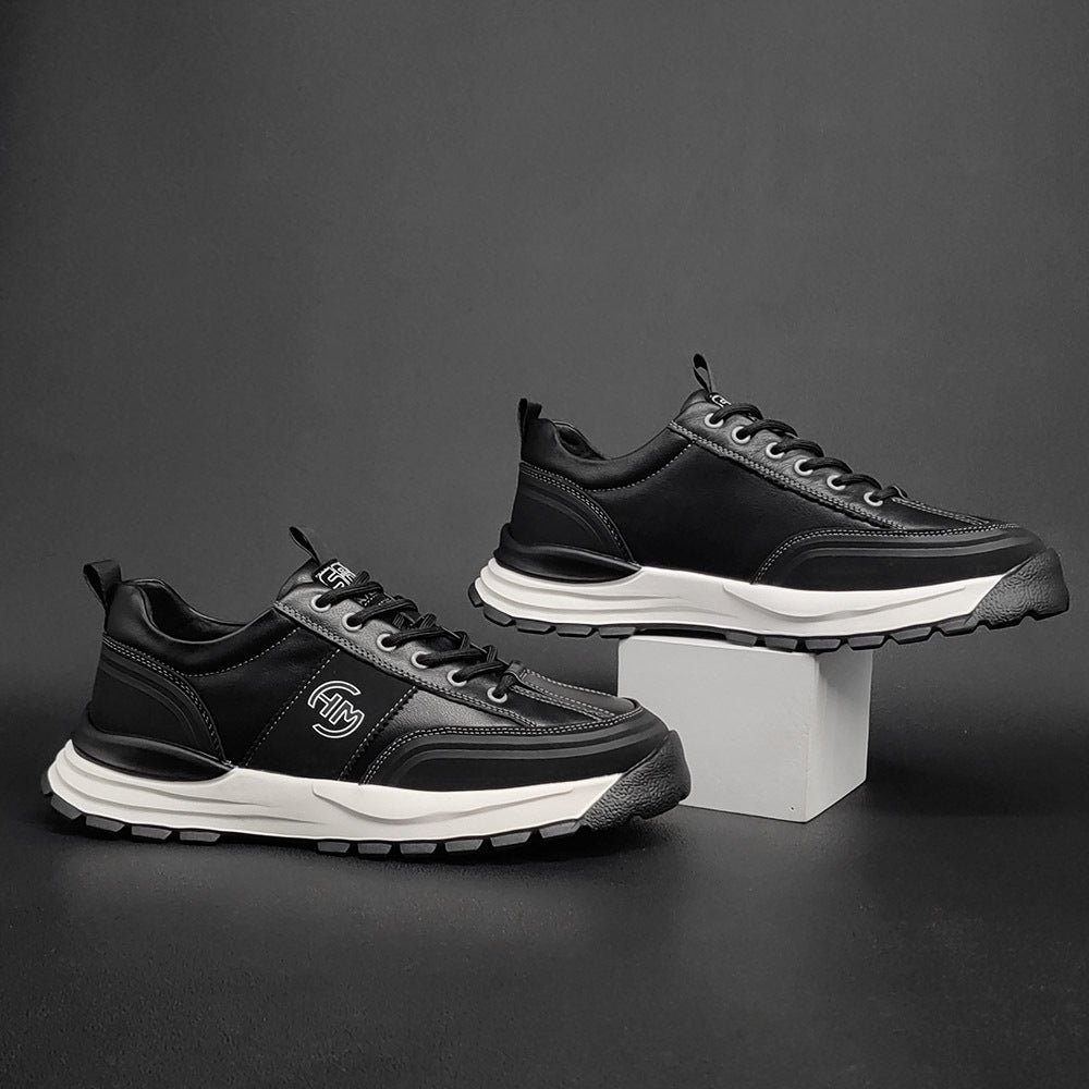 Men Fashion Patchwork Leather Thick Soled Casual Shoes Newgew Shoes