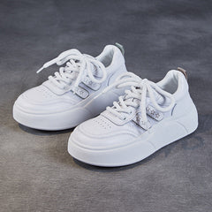 Women Fashion Breathable Leather Thick Soled Casual Shoes Newgew Shoes