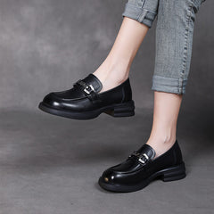 Women Retro Soft Leather Casual Loafers Newgew Shoes