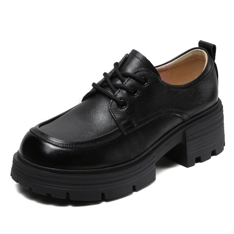 Women Casual Leather Platform Lace-up Loafers Newgew Shoes