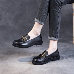 Women Minimalist Retro Leather Soft Flat Loafers Newgew Shoes