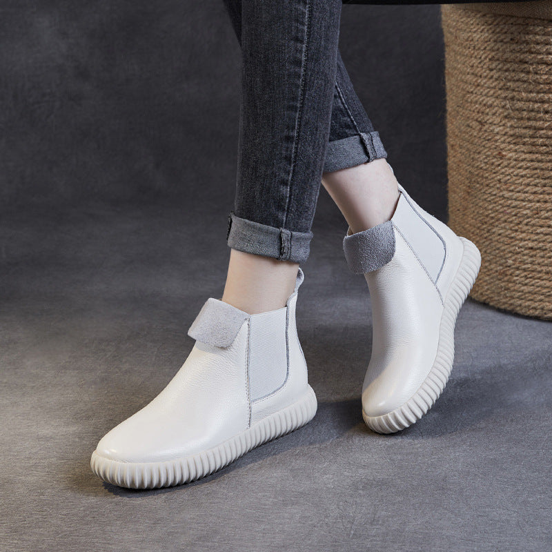 Women Retro Soft Cowhide Ankle Boots Newgew Shoes