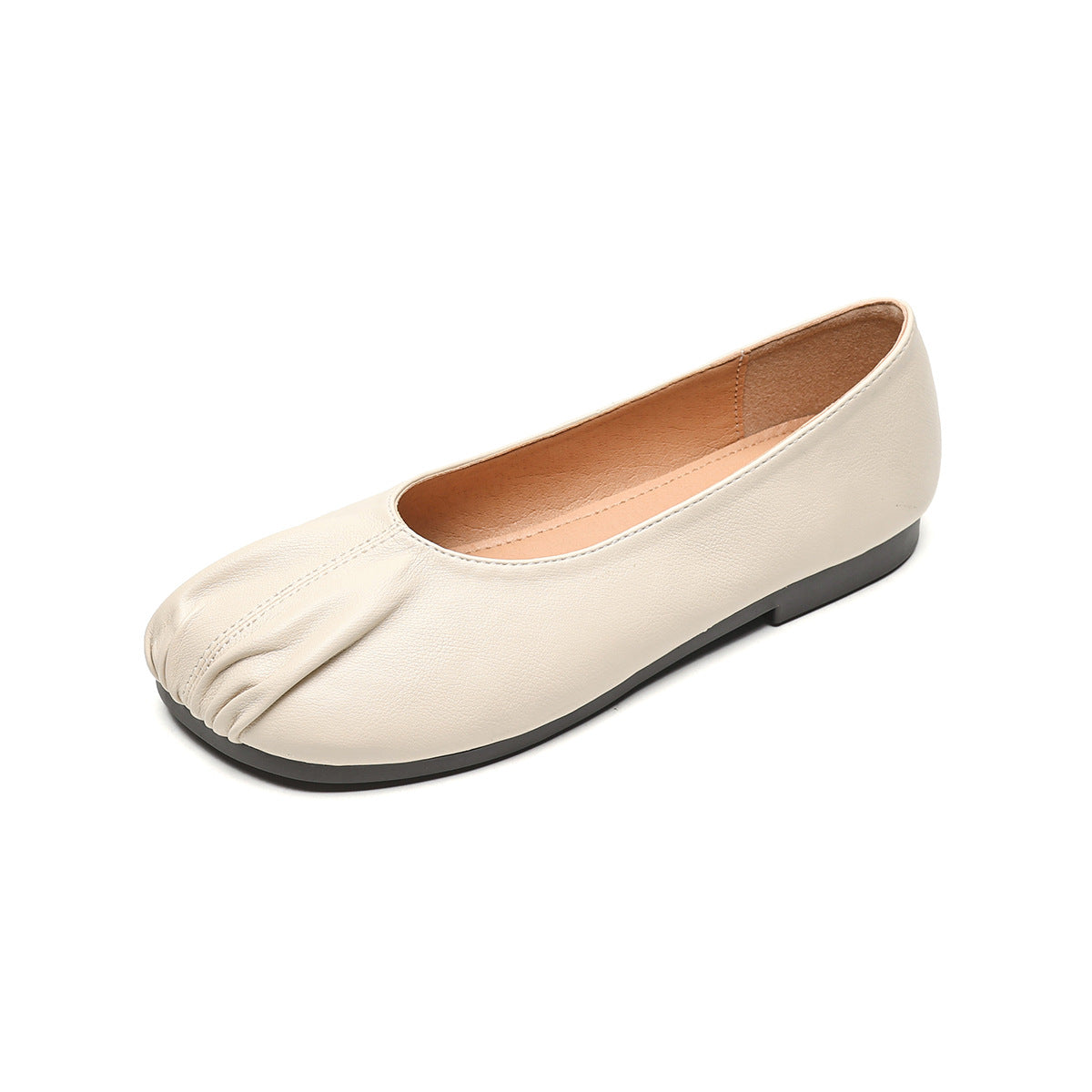 Women Minimalist Soft Pleated Leather Casual Flats Newgew Shoes