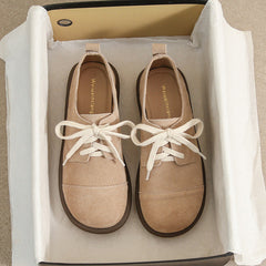 Women Retro Frosted Leather Flat Casual Shoes Newgew Shoes