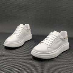 Men Fashion Minimalist Soft Leather Flat Casual Sneakers Newgew Shoes