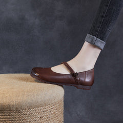 Women Retro Leather Handmade Soft Casual Shoes Newgew Shoes