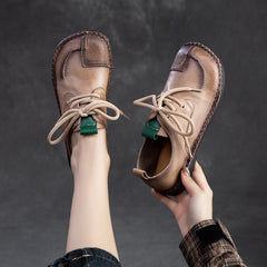 Women Retro Soft Leather Flat Casual Shoes Newgew Shoes
