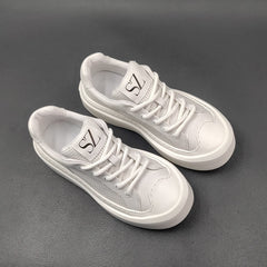 Men Minimalist Solid Hollow Leather Thick Soled Sneakers Newgew Shoes