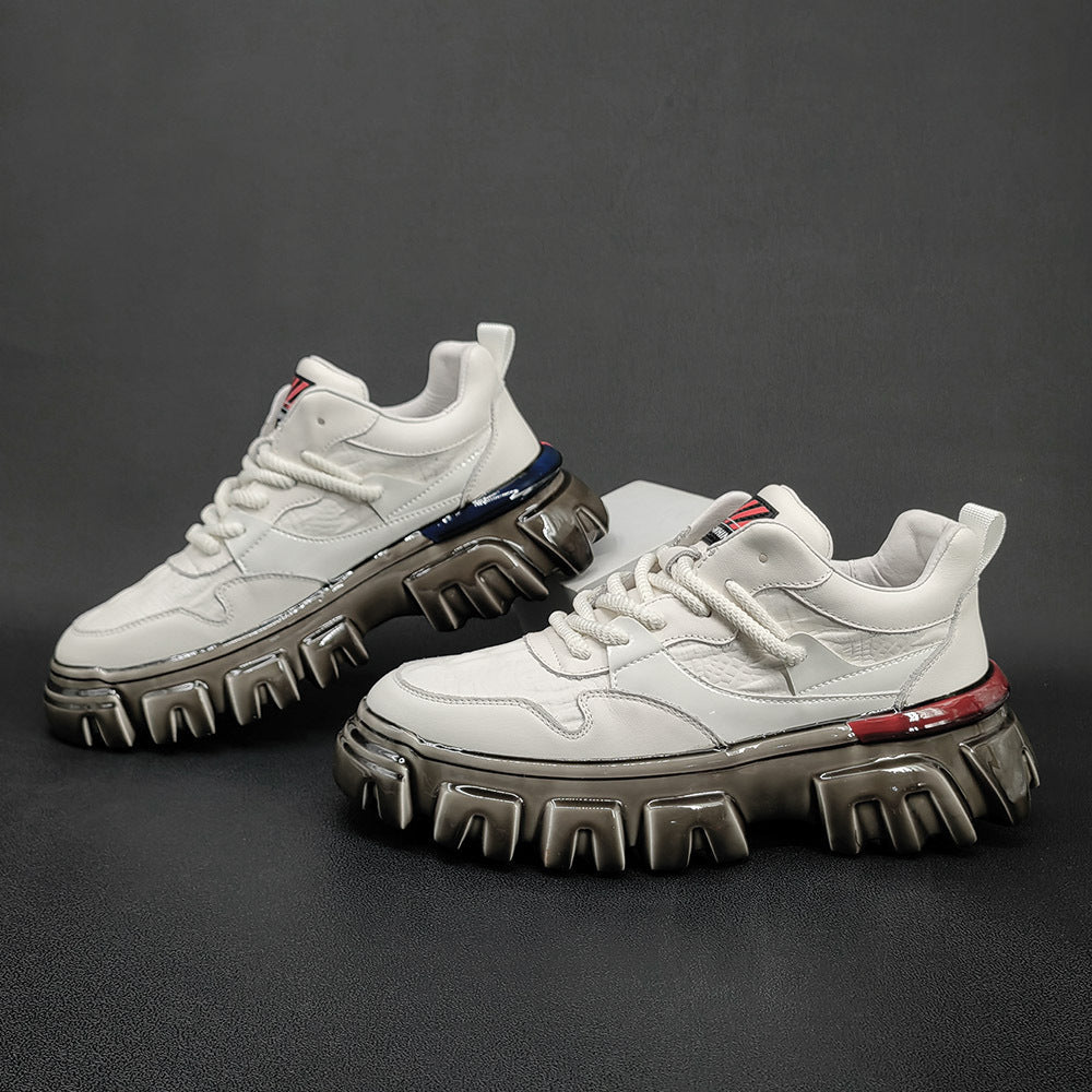 Men Fashion Leather Patchwork Thick Soled Casual Shoes Newgew Shoes