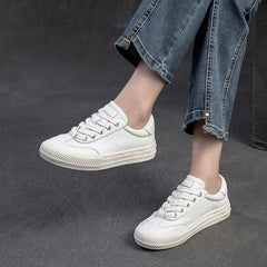 Women Leather Flat Low Top Casual Shoes Newgew Shoes