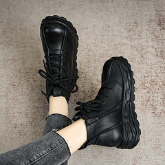 Women Retro Leather Soft Comfort Platform Boots Newgew Shoes