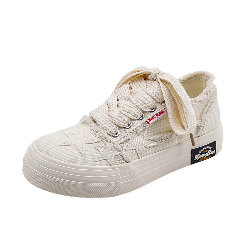 Women's Niche Unique Raw Edges Design Canvas Shoes Newgew