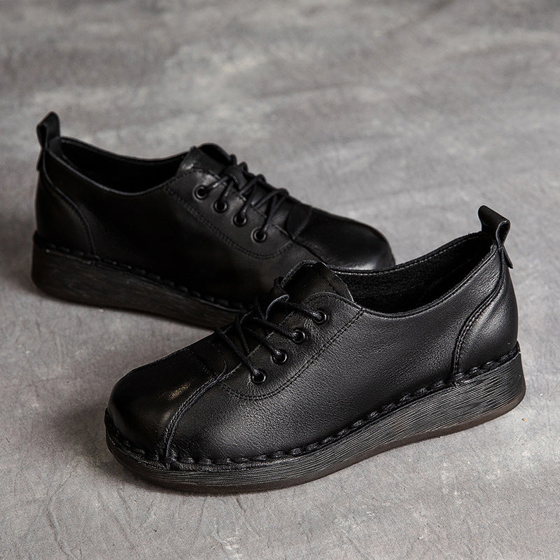 Women Retro Leather Soft Wedge Casual Work Shoes Newgew Shoes
