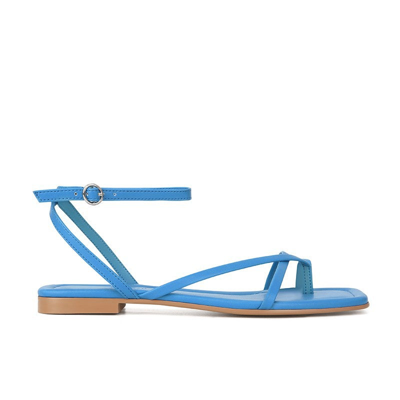 Square Toe Cross Strap Flat Thong Sandals Newgew