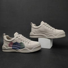 Men Fashion Print Leather Flat Casual Shoes Newgew Shoes