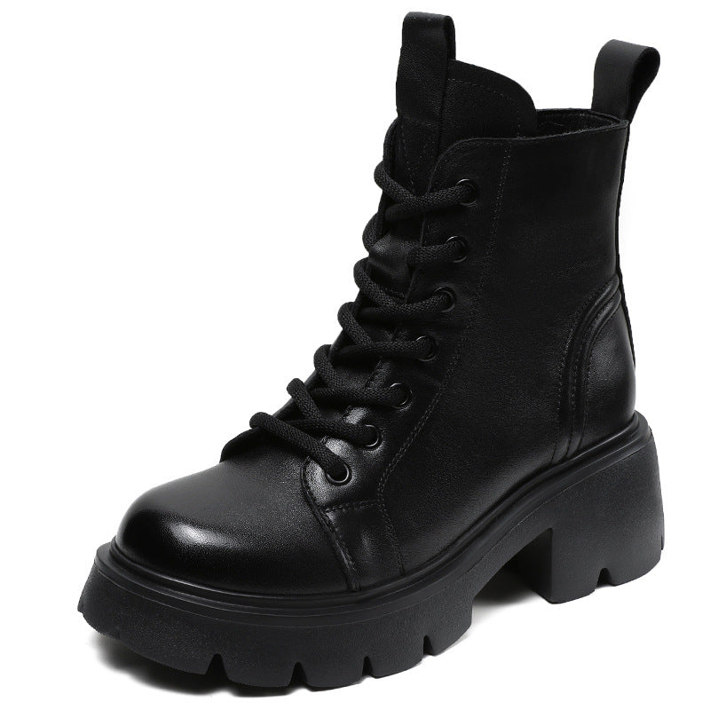 Women Minimalist Leather Chunky Platform Boots Newgew Shoes