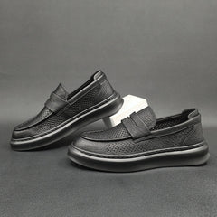 Men Minimalist Breathable Hollow Leather Casual Loafers Newgew Shoes