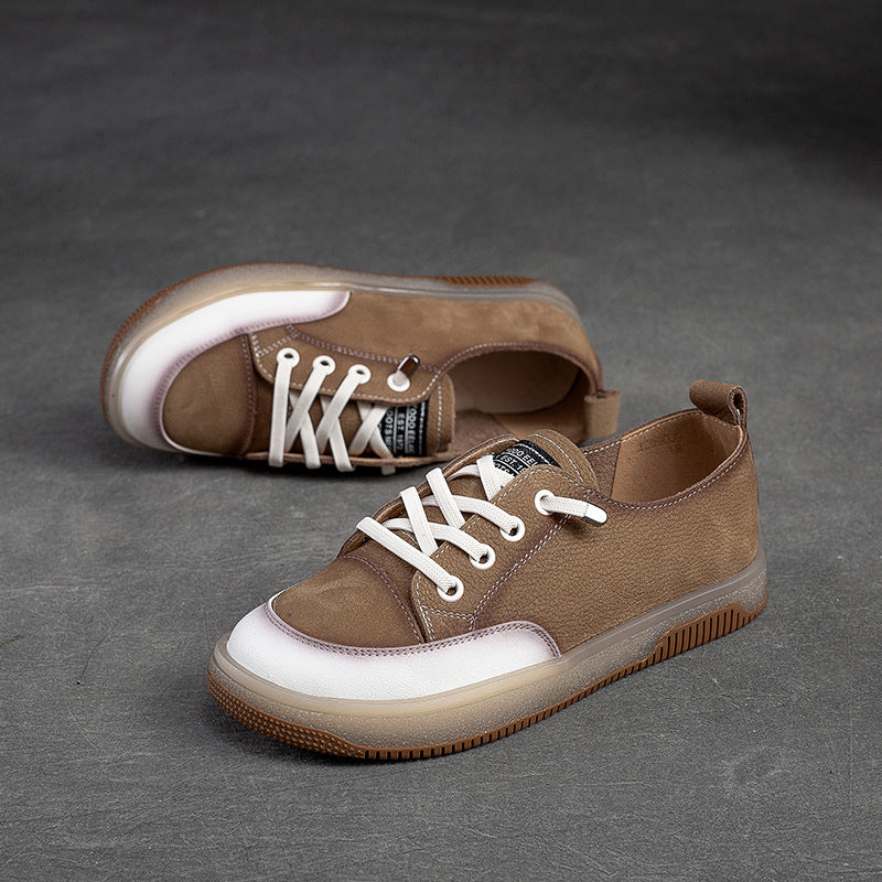 Women Retro Soft Leather Flat Casual Shoes Newgew Shoes