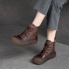 Women Autumn New Trendy Retro Leather Boots Newgew Shoes