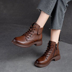 Women Retro Minimalist Soft Leather Casual Boots Newgew Shoes