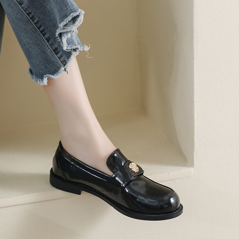 Women Minimalist Glossy Leather Casual Soft Flat Loafers Newgew Shoes