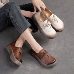Women Retro Thick Soled Leather Minimalist Casual Shoes Newgew Shoes
