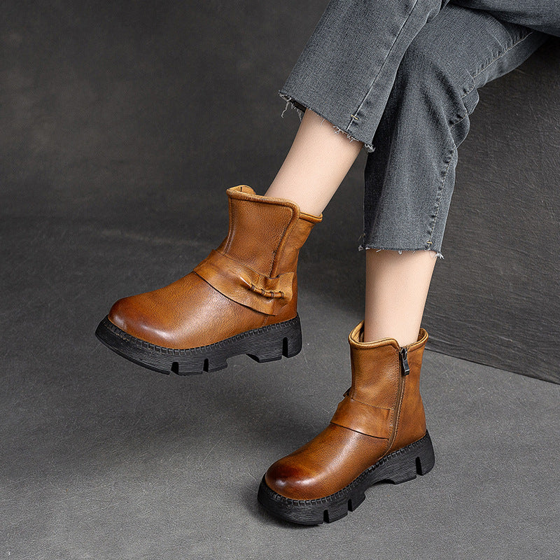 Women Retro Leather Comfort Casual Boots Newgew Shoes