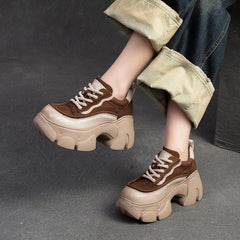 Women Minimalist Leather Chunky Platform Casual Shoes Newgew Shoes