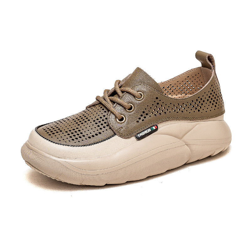Women Fashion Breathable Hollow Leather Casual Shoes Newgew Shoes