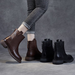 Women Minimalist Soft Leather Casual Flat Boots Newgew Shoes