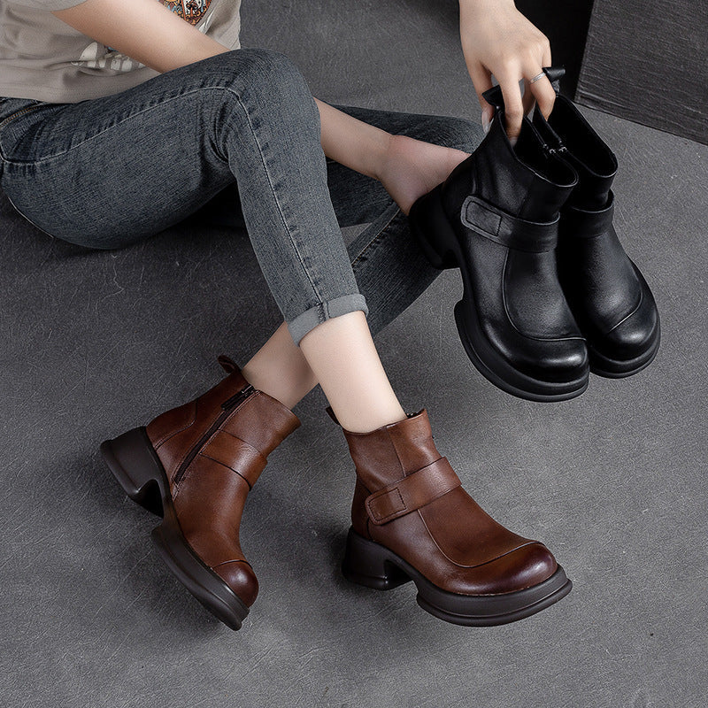 Women Minimalist Casual Platform Leather Boots Newgew Shoes