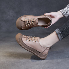 Women Retro Leather Soft Flat Casual Shoes Newgew Shoes