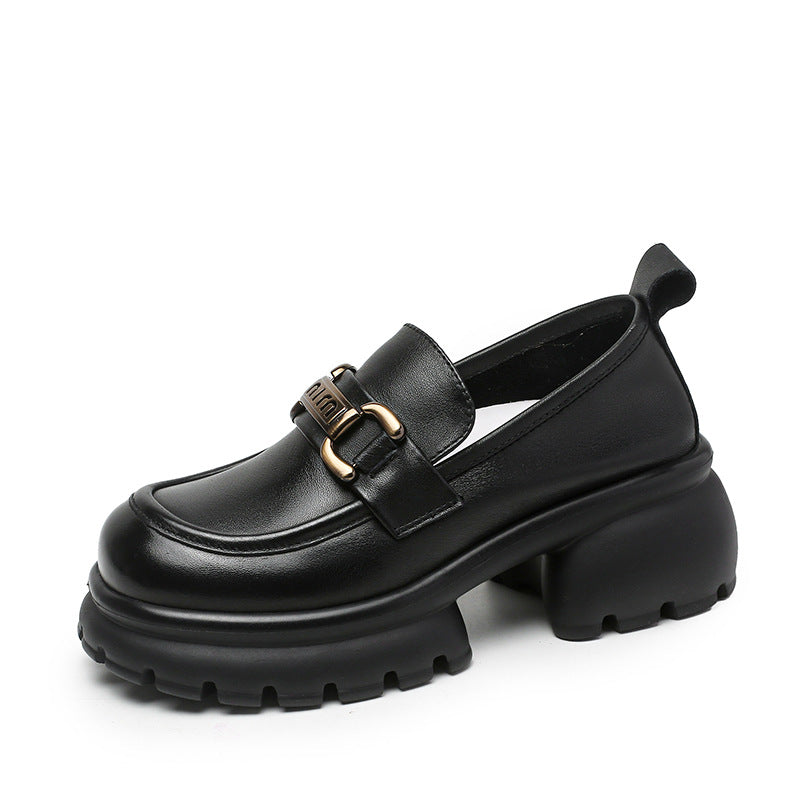 Women Casual Leather Chunky Platform Loafers Newgew Shoes