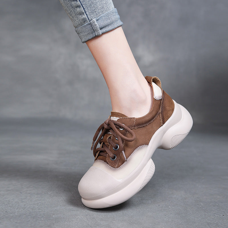 Women Fashion Leather Low Block Casual Shoes Newgew Shoes