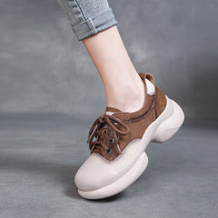 Women Fashion Leather Low Block Casual Shoes Newgew Shoes