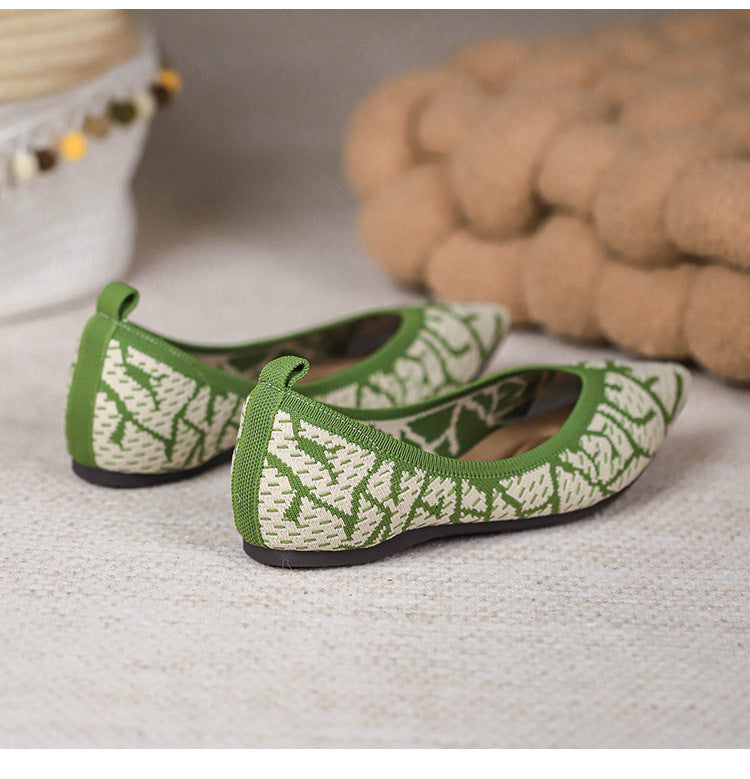 Pointed Knitted Egg Roll Flat Flying Woven Shoes NewGew