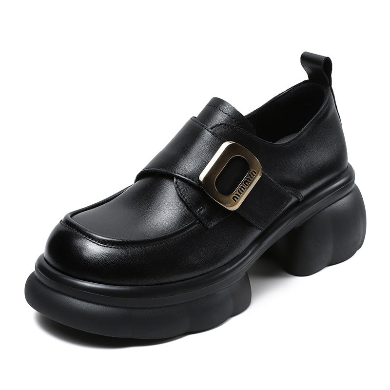 Women Minimalist Leather Velcro Chunky Sole Loafers Newgew Shoes