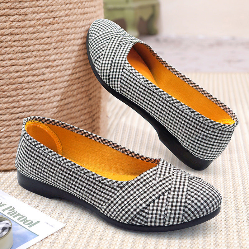 Women's Sole Ceremonial Polyurethane Old Cloth Low-cut Canvas Shoes Newgew