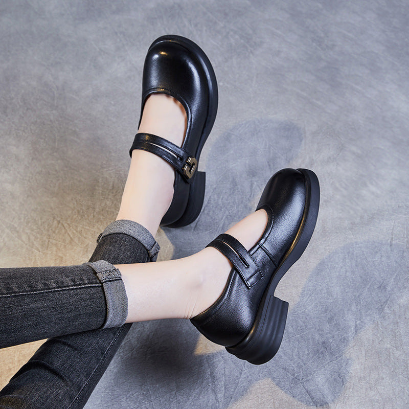 Women Minimalist Leather Casual Mary Jane Shoes Newgew Shoes