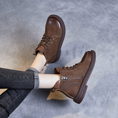 Women Retro Suede Handmade Casual Ankle Boots Newgew Shoes