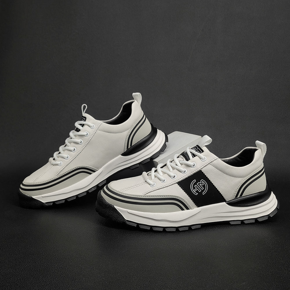 Men Fashion Patchwork Leather Thick Soled Casual Shoes Newgew Shoes