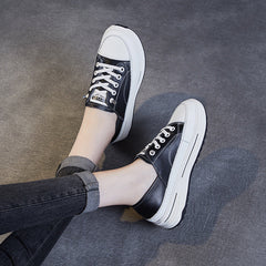 Women Fashion Leather Thick Soled Casual Shoes Newgew Shoes