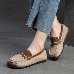 Women Retro Soft Leather Flat Casual Loafers Newgew Shoes