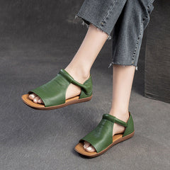 Women Minimalist Leather Flat Casual Sandals Newgew Shoes