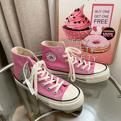 Cool Graceful Women's Showy Pink Skateboard Canvas Shoes Newgew