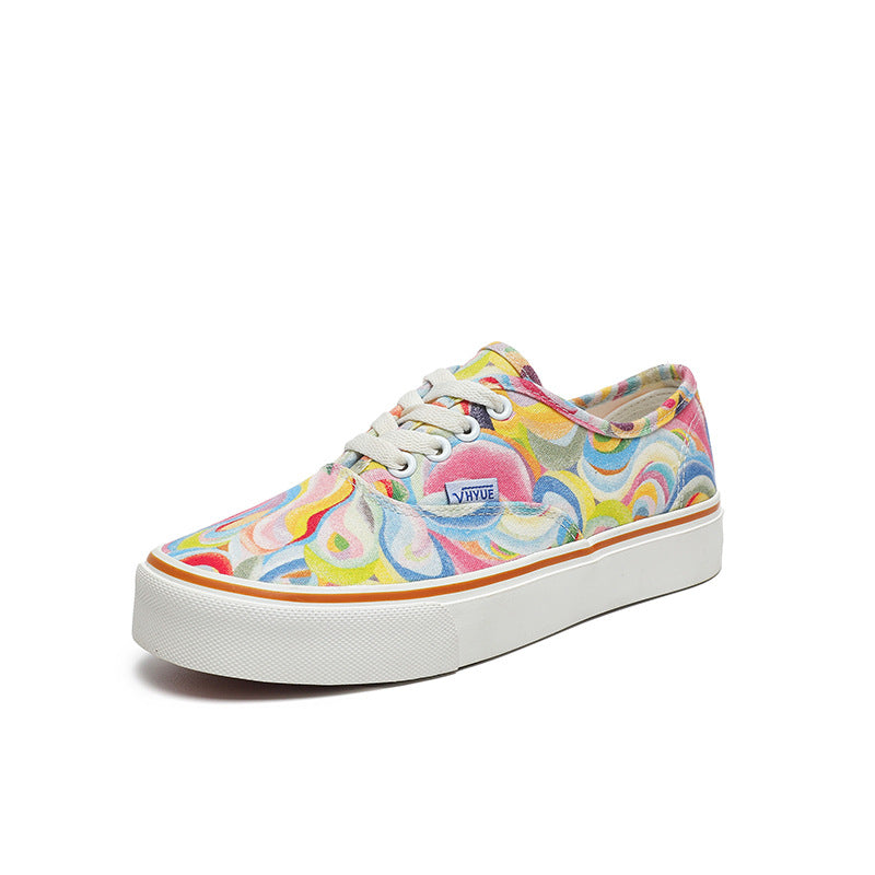 Female Korean Style Low Top Trendy Thick-soled Canvas Shoes Newgew