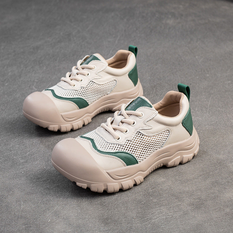 Women Fashion Breathable Mesh Leather Casual Shoes Newgew Shoes